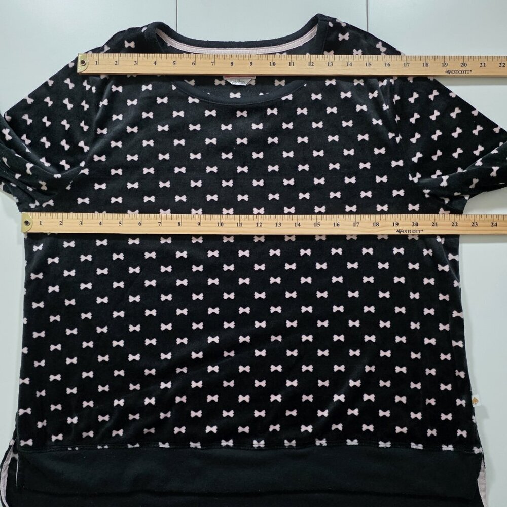 Kate Spade Pajama Set Womens L Black Pink Bow Tie Pattern Pockets Fleece Boho - Picture 4 of 16